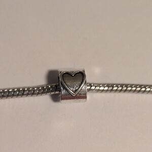Silver Heart Charm for Pandora Style Bracelet
